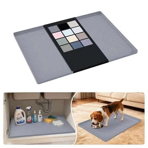 Environmentally Friendly Waterproof Silicone Under Sink Mat 25'' x 19'' Shelf Liner for Kitchen and Bathroom User-Friendly