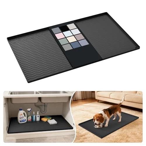 First-Class Waterproof Silicone Under Sink Mat 37'' x 22'' Shelf Liner for Kitchen and Bathroom Environmentally Friendly