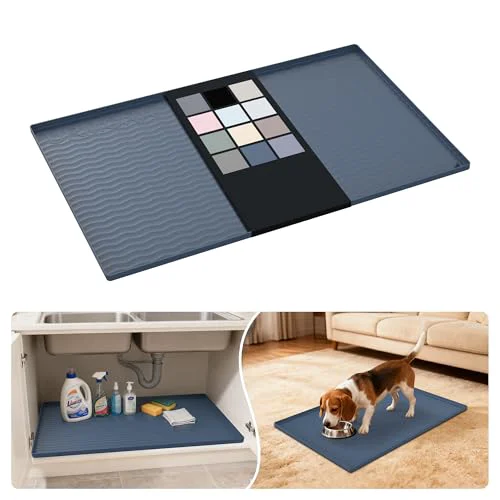 Top-Quality Waterproof Silicone Under Sink Mat 34'' x 22'' Shelf Liner for Kitchen and Bathroom 5.19 Sq Ft Fashionable