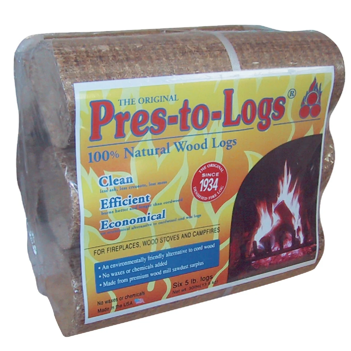 Flexible Lignetics Pres-to-Log 2-Hour Fire Log 6-Pack Innovative