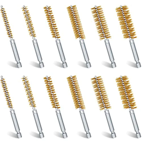 Healthy 12 Pieces Bore Brush for Drill Wire Bore Brush Set Wire Cleaning Set Stainless Steel Cleaning for Power Drill Impact Driver Elegant