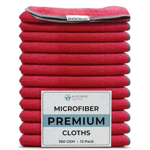 Premium Microfiber Cleaning Cloth 16 x16 12 Count Safe