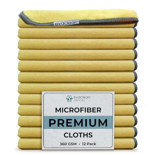 Pure Premium Microfiber Cleaning Cloth 16 x16 12 Count Prestigious