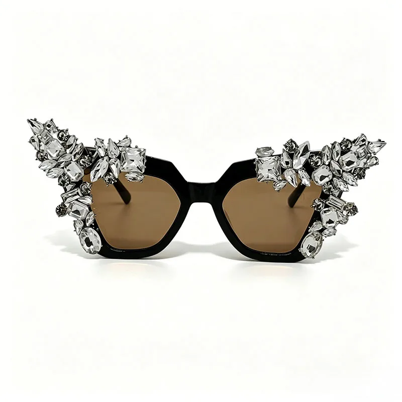 Smooth Women's Oversized Cat Eye Crystal Sunglasses UV400 Casual