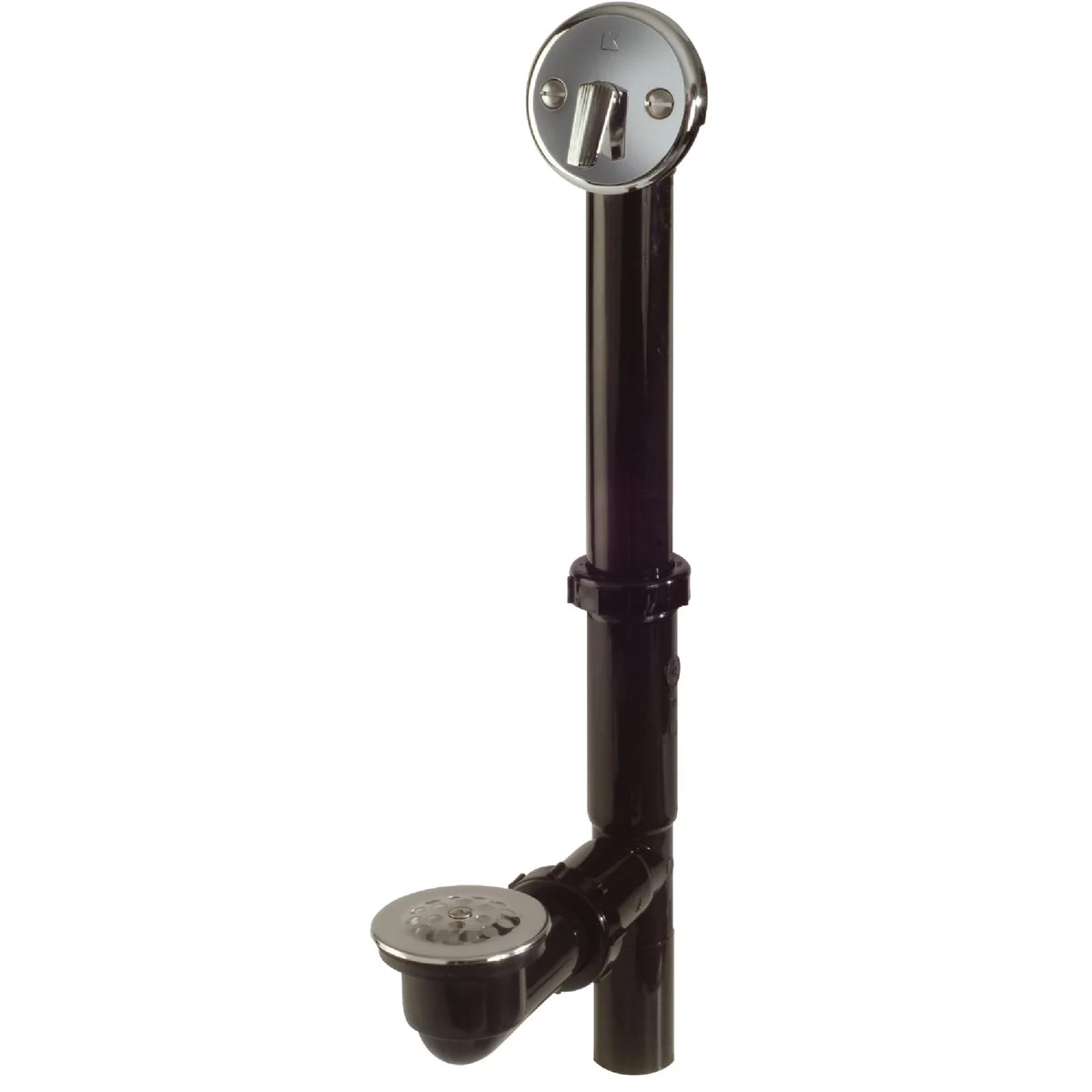 Sophisticated Do it Black Plastic Trip Lever Bath Drain with Polished Chrome Trim and Strainer Dome Grid Selected