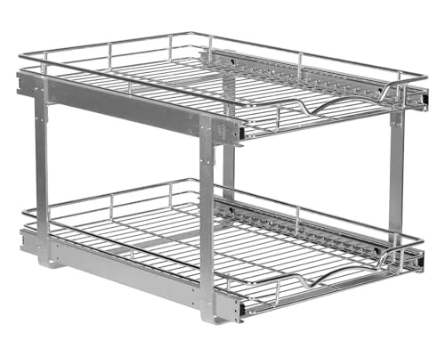 Crafted 2-Tier Pull-Out Cabinet Organizer for Kitchen 22 W x 21 D x 16.5 H Refined