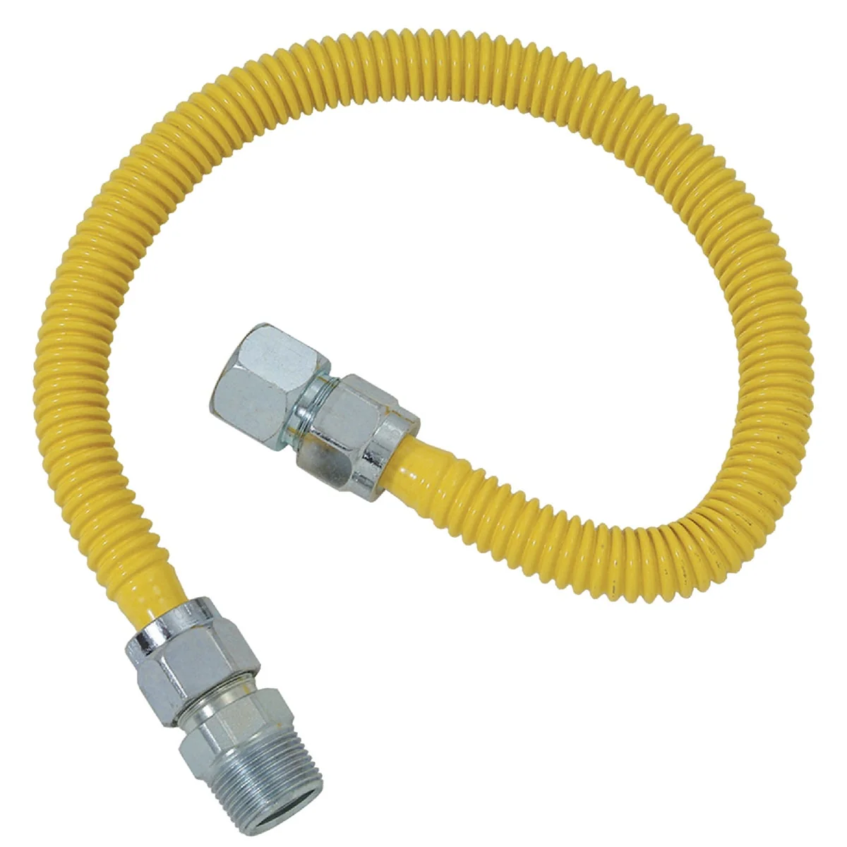 Green Dormont 5 8 In. OD x 36 In. Coated Stainless Steel Gas Connector 3 4 In. FIP x 3 4 In. MIP Tapped 1 2 In. FIP Effective