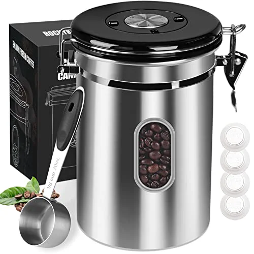 Contemporary 1800ML Airtight Coffee Canister with Date Tracker Transparent Window High-End