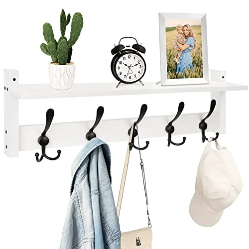 Relaxed Wall Shelf with Hooks Clean