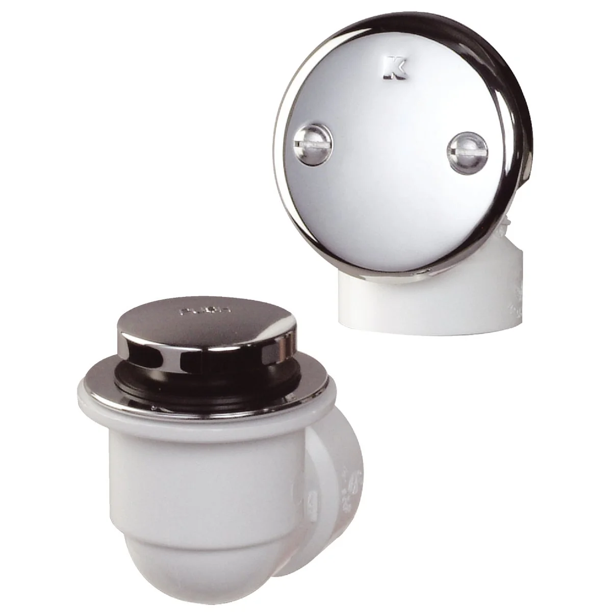 Casual Do it Schedule 40 PVC Bathtub Drain Stopper with Polished Chrome Foot Lok Stop Proven
