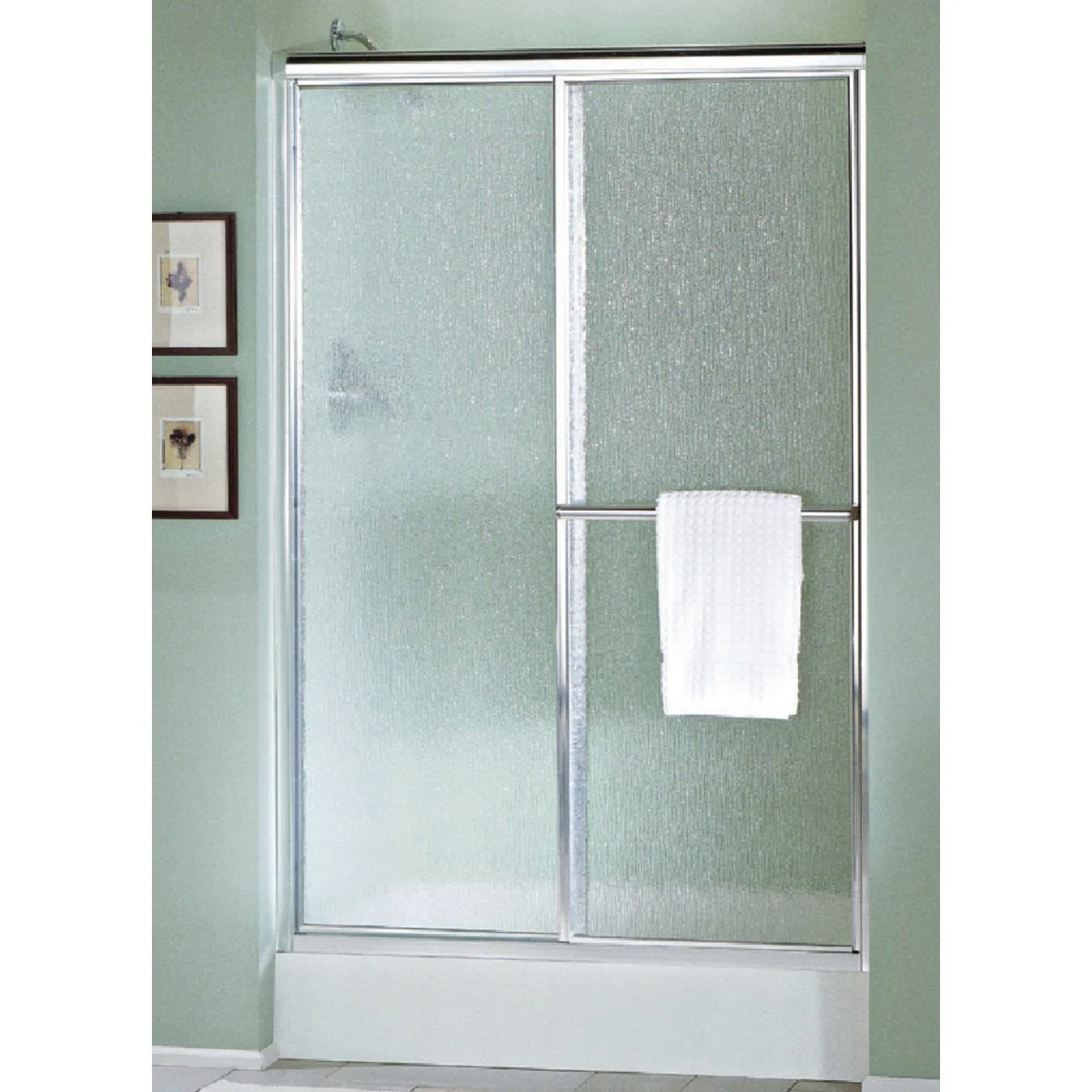 First-Class Sterling Deluxe 48-7 8 In. W. X 70 In. H. Chrome Rain Glass Sliding Shower Door Professional