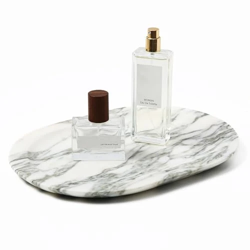 Responsible Natural Marble Decorative Tray Bathroom Counter Perfume Organizer Vanity Tray for Home Decor Official