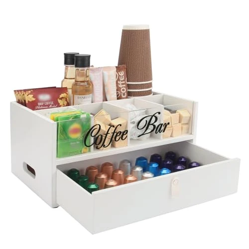 Specialty 2 Tier Coffee Bar Organizer with Clear Acrylic Top Traditional