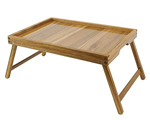 Outstanding Acacia Bed Tray Table with Folding Legs Artisan