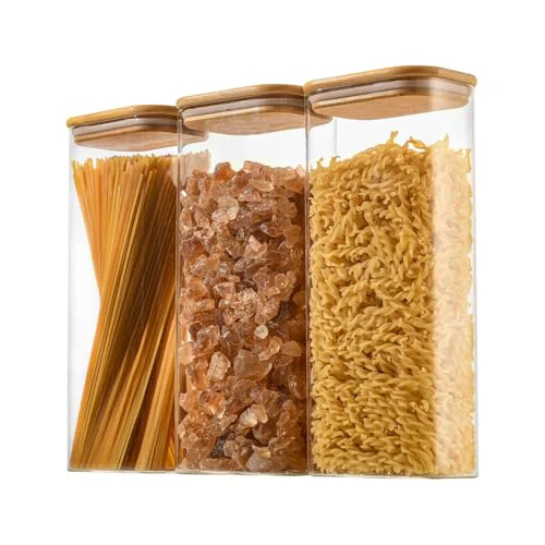 Convenient 71oz 2.2Qt Rectangle Glass Storage Containers with Lids 3 3 Count Premium Material