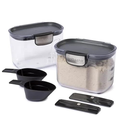 First-Class International ProKeeper Clear Plastic Airtight Food Baker's Kitchen Storage Organization Container Canister Set with Magnetic Accessories 2 Count Fine Crafted