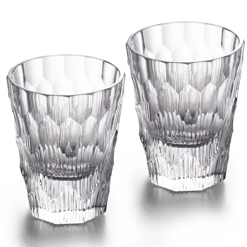 Stylish Crystal Whiskey Glasses Set of 2 Handcrafted Old Fashioned Glasses 2 Count Trendy