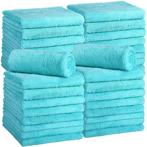 Green 30 Pcs 16 x 16 Inch Edgeless Microfiber Plush Towels for Cars Detailing Drying Wash Polishing Absorbent Cleaning Cloths 30 Count Prestigious