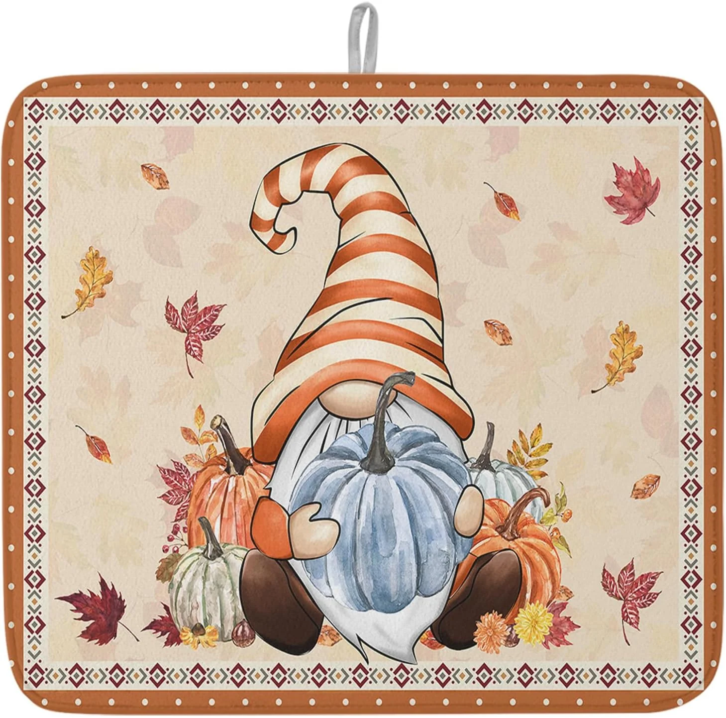 Secure Fall Dish Drying Mat for Kitchen Counter Pumpkin Gnome Drying Pad Absorbent Drying Mats for Countertops Sinks Draining Racks Autumn Maple Leaves Drainer Holiday Harvest Thanksgiving Decorations 16x18 Relaxed