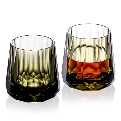 Effective Crystal Whiskey Glasses Set of 2 Handcrafted Old Fashioned Glasses 2 Count High-End
