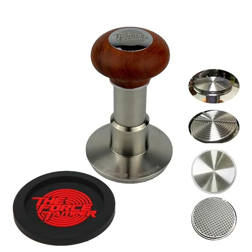 Relaxed 58.35mm TRI Dis Set Reddish Brown Wooden Jellyfish Handle Coffee Tamper Clean
