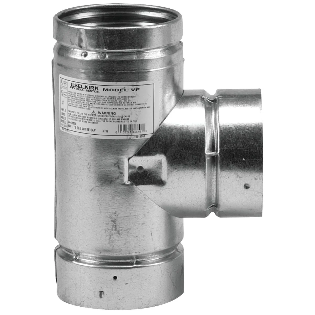 Natural SELKIRK VP Pellet Pipe Type L Insulated Stove Pipe Tee Cap Secure