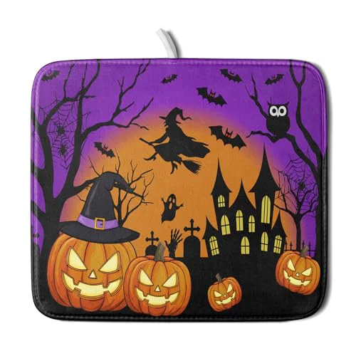 Genuine Happy Halloween Pumpkin Dish Drying Mat for Kitchen Counter Premium