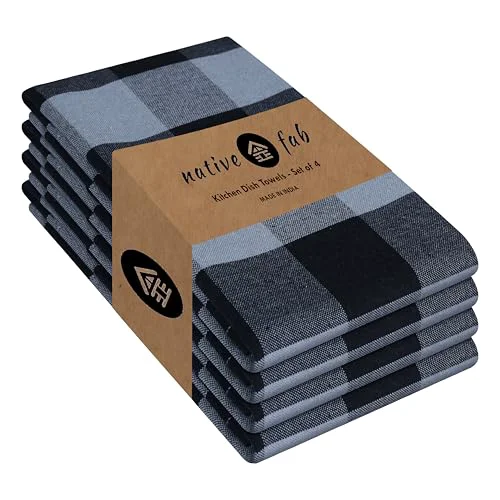 Versatile Buffalo Check Kitchen Dish Towels 4 Count Natural