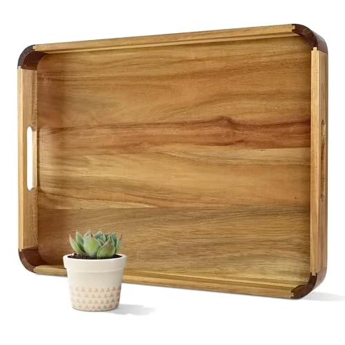 Reusable 22 Inch Wooden Serving Tray Consistent