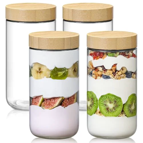 Breathable 4 pack 24oz Glass jars with Airtight Lids Trusted