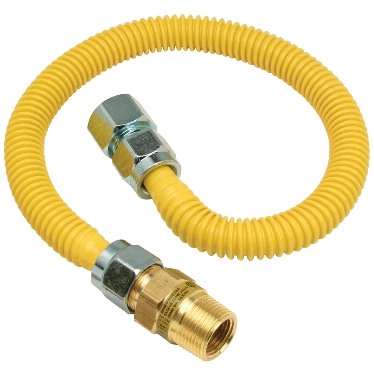 Expertly Made Dormont 5 8 In. OD x 36 In. Coated Stainless Steel Gas Connector 3 4 In. FIP x 1 2 In. MIP SmartSense incl. 1 2 In. FIP x 3 4 In. MIP Bushing Premium