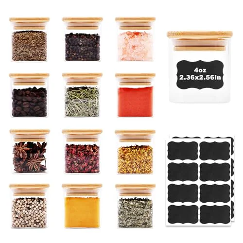 Clean Glass Food Storage Jars Square 4oz 12 Count Proven
