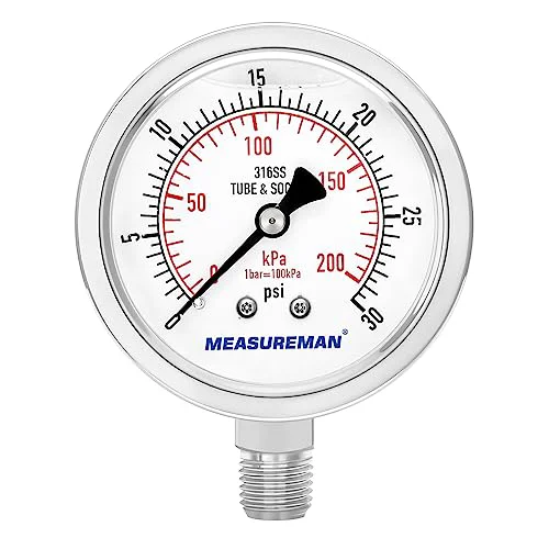 Luxury Fully Stainless Steel Hydraulic Glycerin Filled Pressure Gauge Prestigious