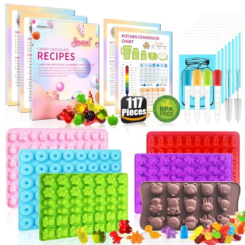 Fast 117Pcs Silicone Gummy Bear Molds Kit with 100 Wrappers 117 Count Versatile