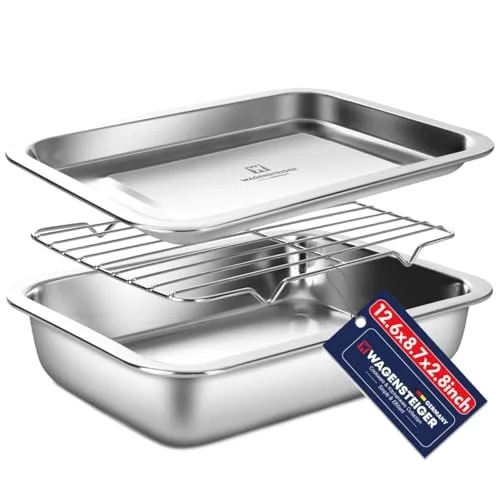 Natural Stainless Steel Casserole Pan or Food Prep Container with Rack Lid Healthy