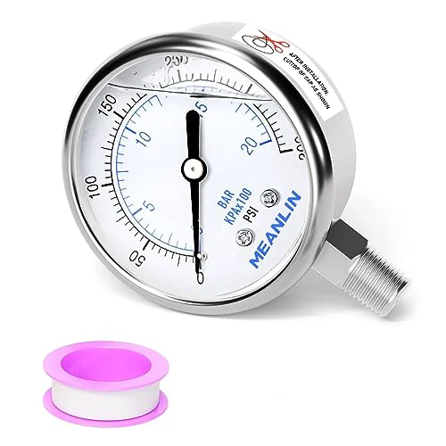 Eco-Friendly 0 300Psi Liquid Filled Pressure Gauge Stainless Steel with 316 Stainless Steel Joint 1 Modern