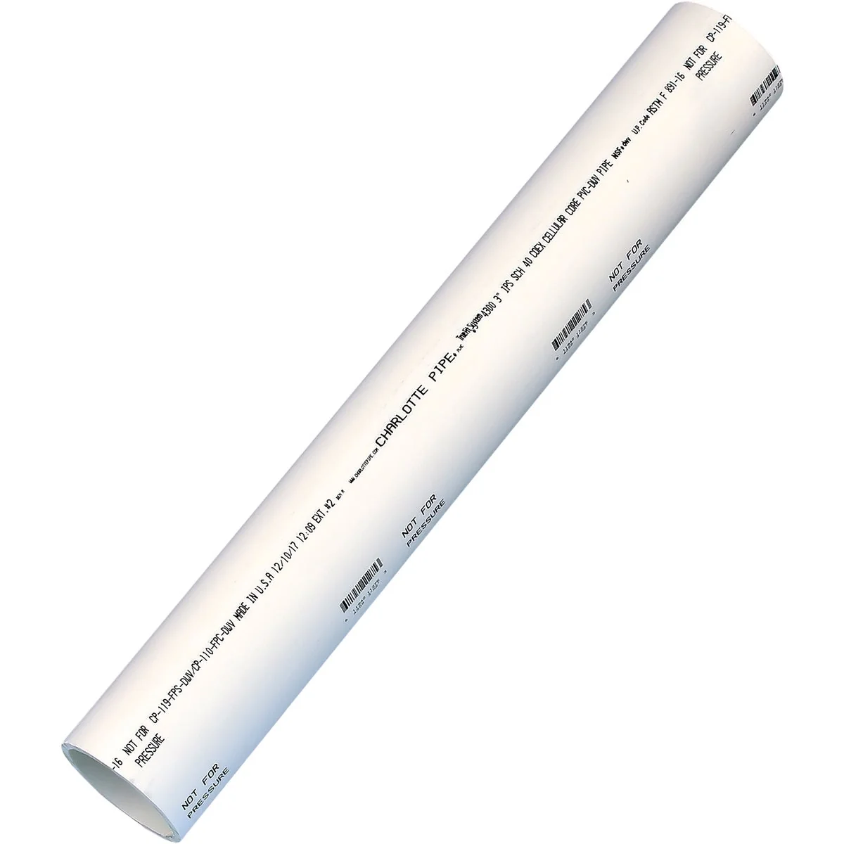 High-End Charlotte Pipe 3 In. x 2 Ft. Schedule 40 PVC-DWV Cellular Core Pipe Efficient