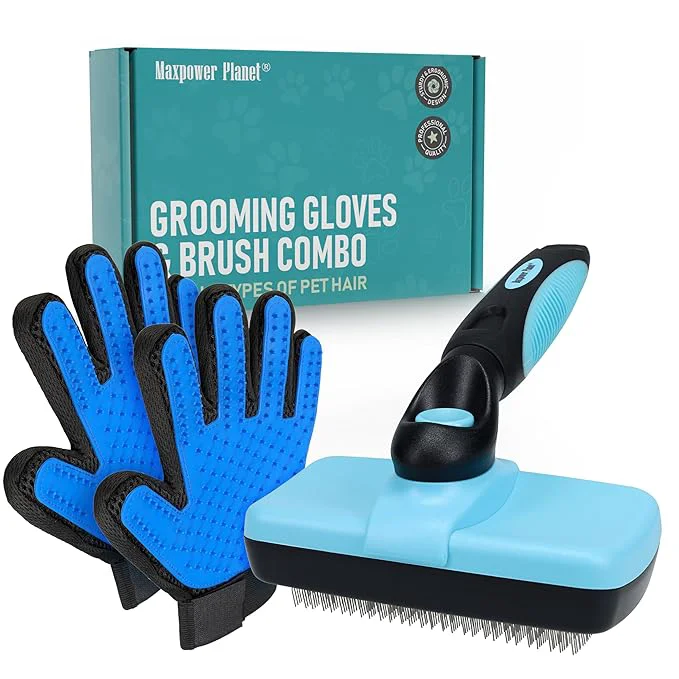 Relaxed Maxpower Planet Pet Grooming Brush - Double Sided Shedding and Dematting Undercoat Rake Comb for Dogs and Cats Extra Wide C1 - Brush Gloves Large Trendy