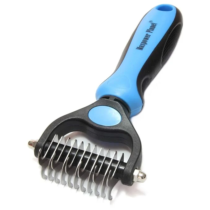 Comfortable Maxpower Planet Pet Grooming Brush - Double Sided Dematting Undercoat Rake for Dogs and Cats Extra Wide Pet Brush to Reduce Shedding by 95 Blue S Professional