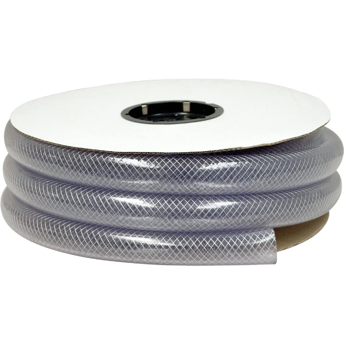 Dependable Abbott Rubber 2 In. x 1 2 In. x 50 Ft. Clear T12 Braided PVC Tubing Bulk Spool Clean