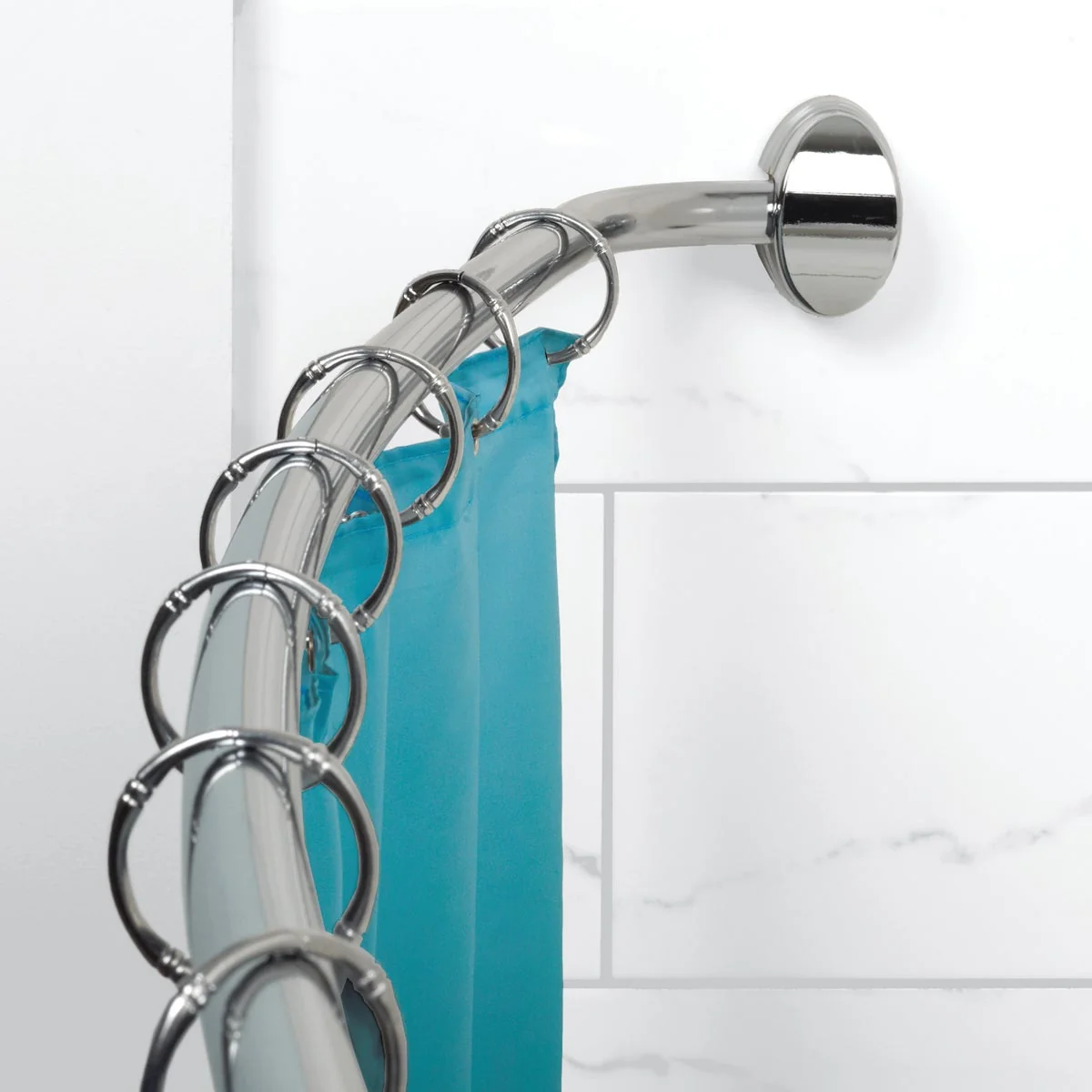 Luxury Zenith Zenna Home Curved 60 In. To 72 In. Adjustable Fixed Shower Rod in Chrome Practical