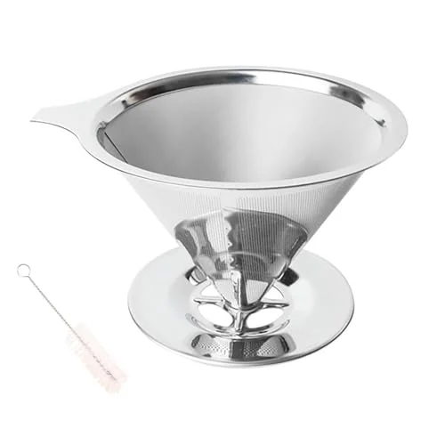 Artisan Pour Over Coffee Dripper Stainless Steel Coffee Filter Metal Cone Filter Extra Fine Wire Mesh Reusable Coffee Filter Coffee Maker 2 Count Refined