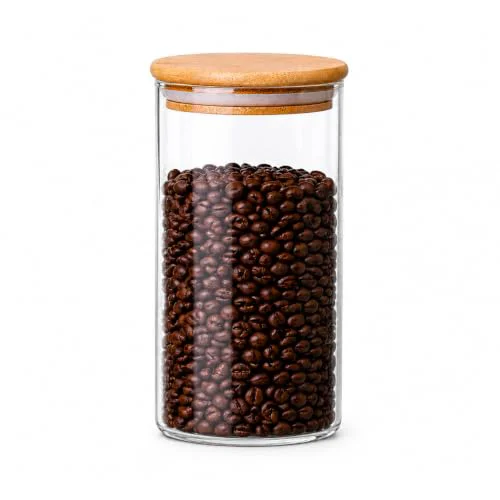 Powerful 1200 ML 40 FL Oz Glass Storage Container with Wood Lid Minimalist