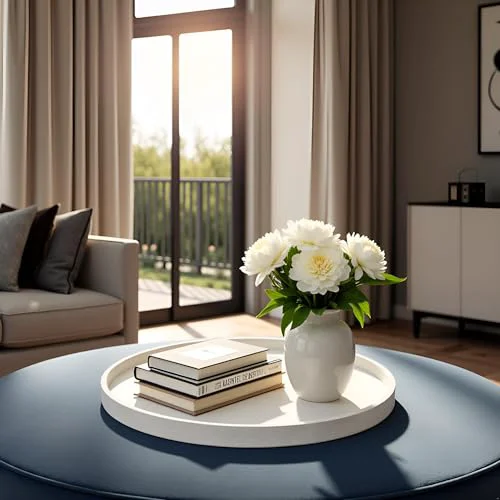 Optimized 20 Inch Round Ottoman Tray Crafted