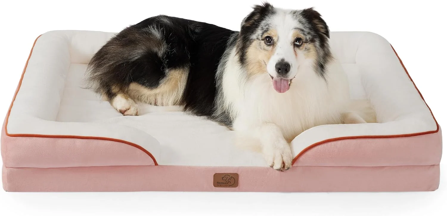 Healthy Bedsure XL Orthopedic Dog Bed for Extra Large Dogs - Washable XLarge Dog Cat Bed Waterproof Comfort Dogs Couch Sofa with Washable Removable Cover Pet Bed with Nonskid Bottom Pink 42 Exclusive