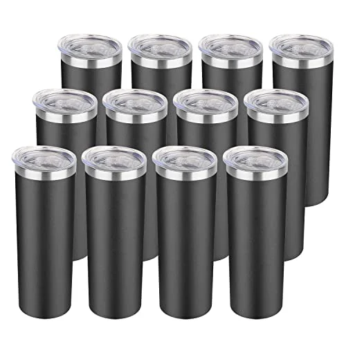 Exclusive 20 oz Skinny Tumblers Bulk Set 12 Count Practical