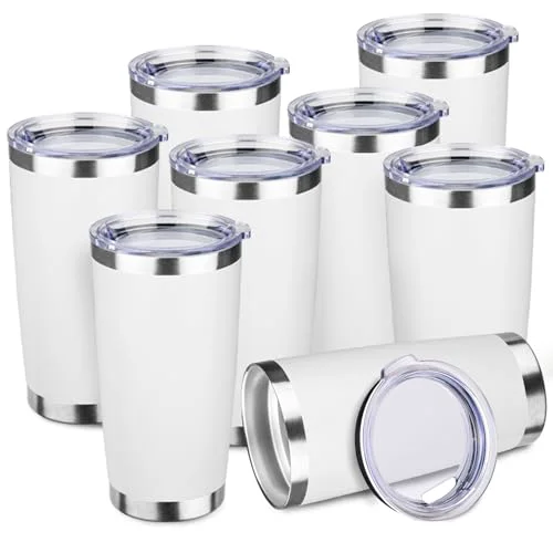 Consistent 8 Pack 20oz Stainless Steel Travel Coffee Tumbler Soft