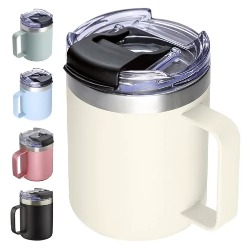 Crafted 12oz Insulated Travel Coffee Mug with Handle Easy-to-Use
