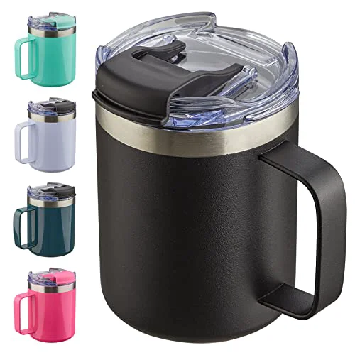 Convenient 12oz Insulated Travel Coffee Mug with Handle Organic
