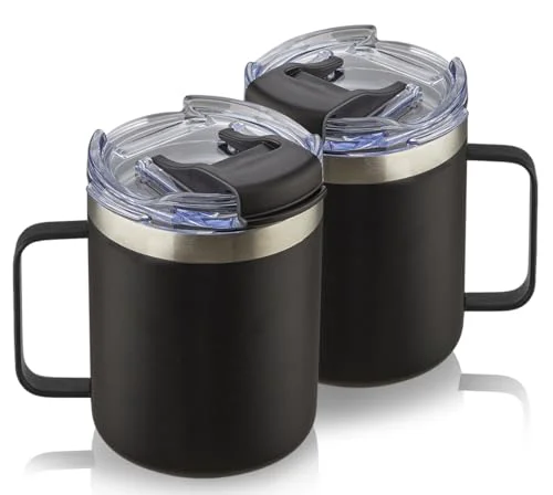 World-Class 12oz Insulated Travel Coffee Mug with Handle 2 Count High-Performance